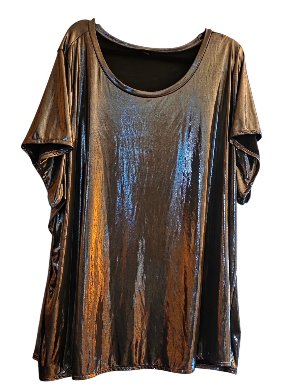 torrid Metallic Black Short Sleeve Scoop Neck Top